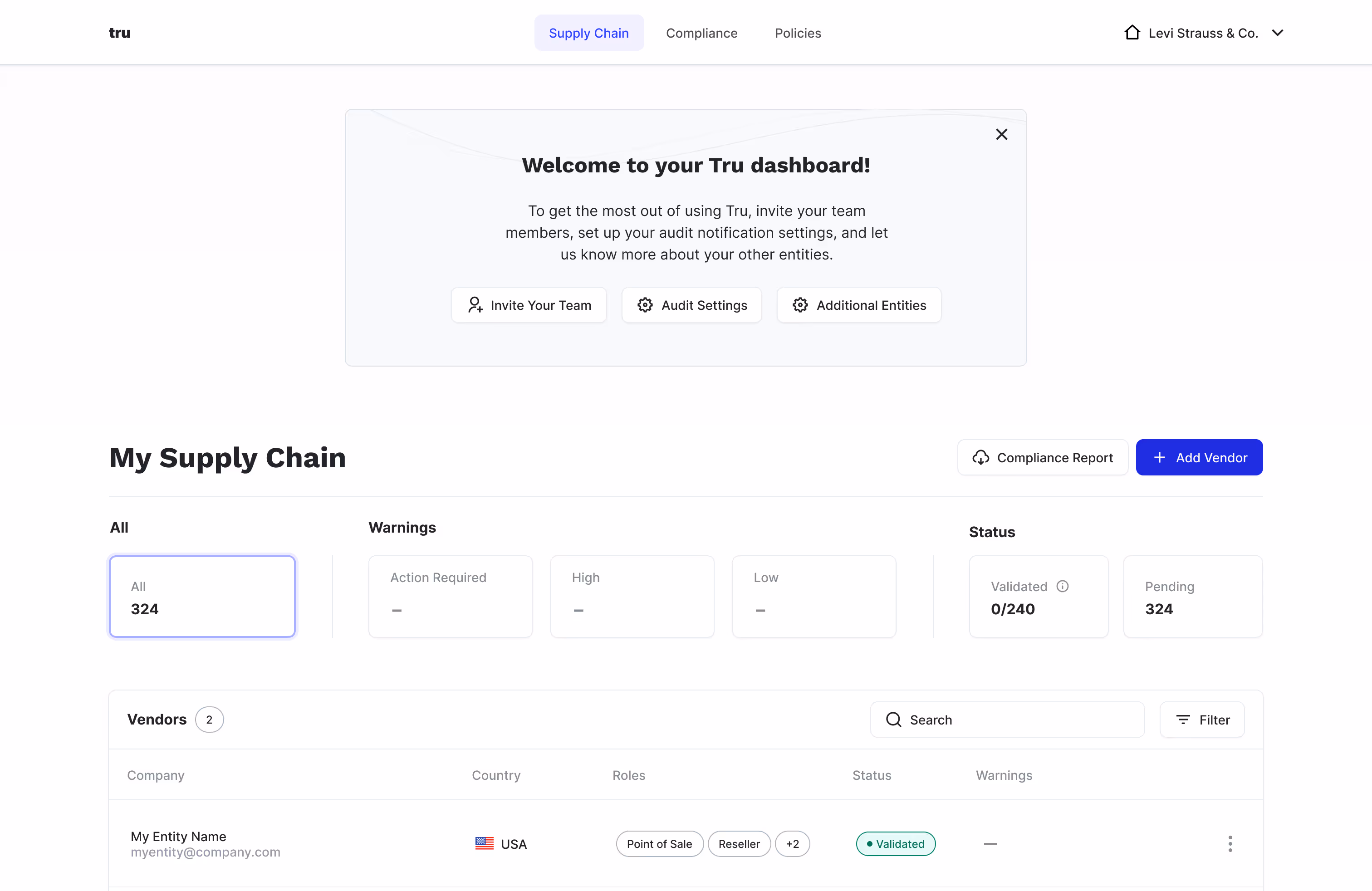 Tru platform user guidance user interface