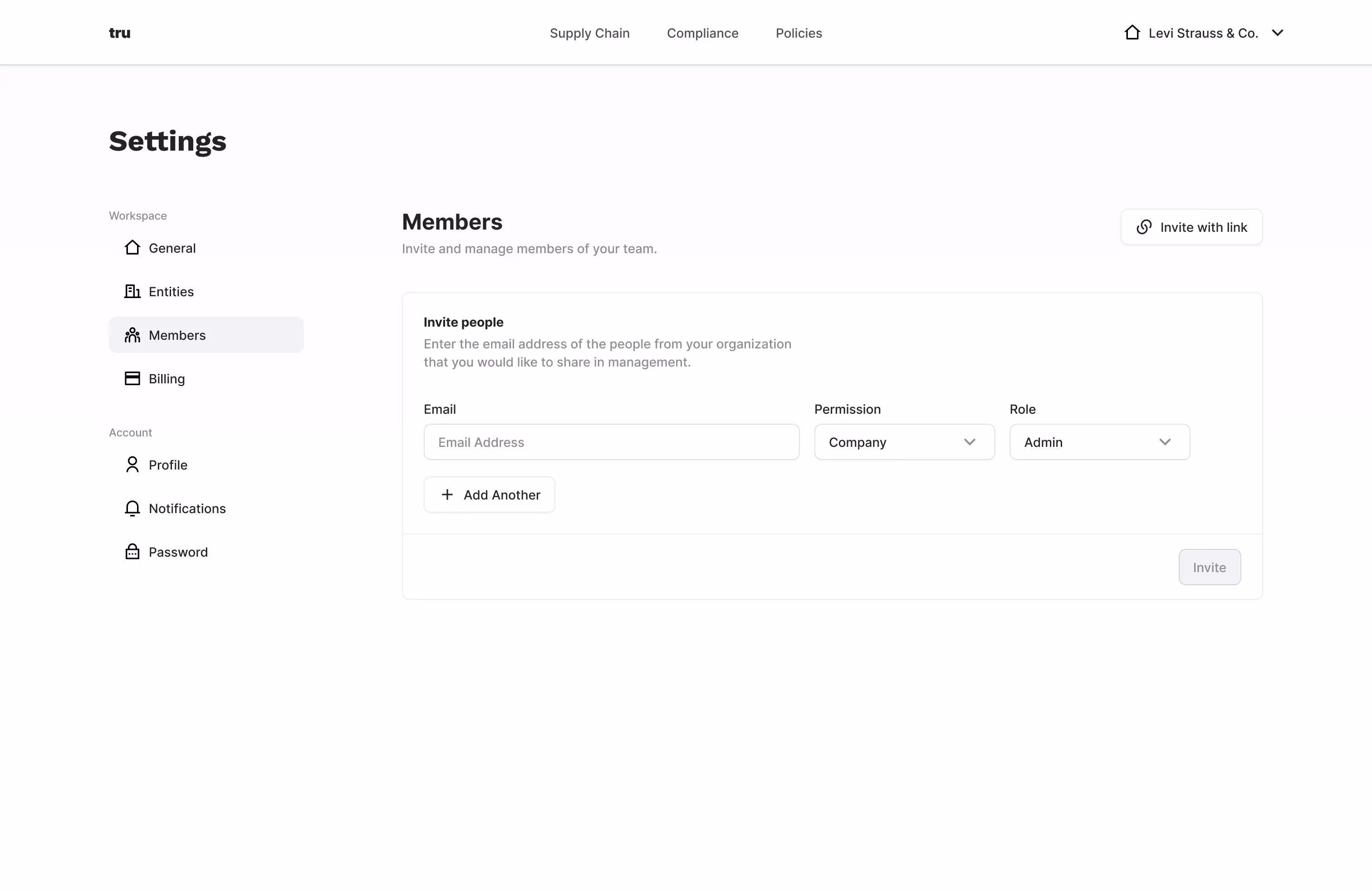 Tru platform design system example user interface
